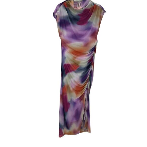 Anthropologie Maya Ruched Cowl-Neck Mesh Edition Dress Pink Combo Size M NWOT - Picture 9 of 12